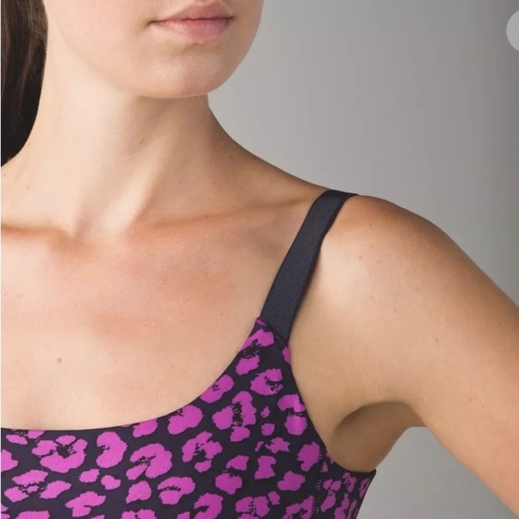 Lululemon Barre None Tank Sz 6 Mini Cherry Cheetah Ultra Violet Navy Blue Preppy - Picture 9 of 9